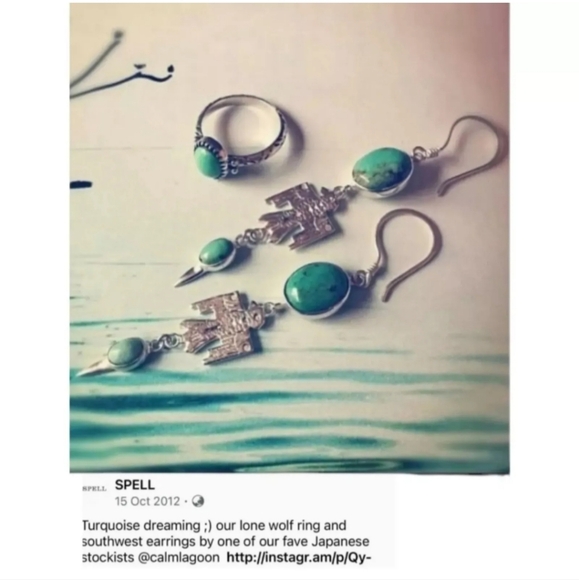 Vintage Spell Designs RARE Lone Wolf Turquoise Sterling Silver Pinky Finger Ring - Picture 11 of 11